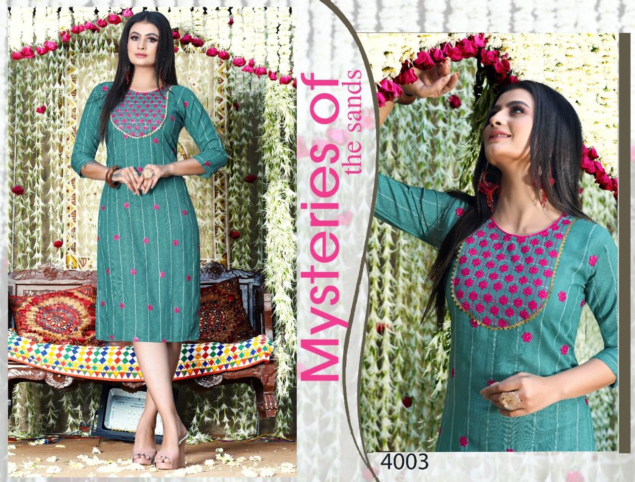 Morning Star 4001 Rayon Ethnic Wear Straight Designer Kurti Collection